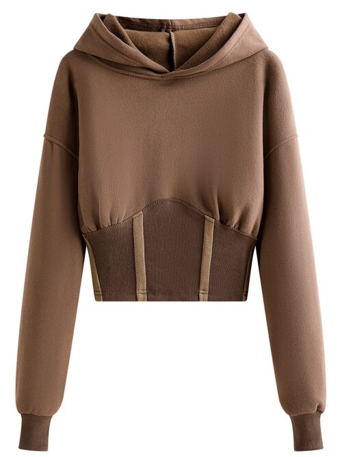 Waist-Controlled Closing Design Short Hoodie