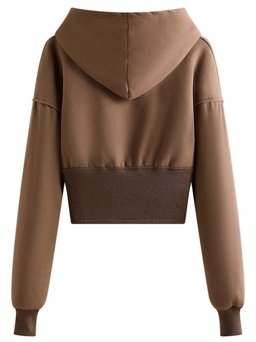 Autumn / Winter Waist-Controlled Closing Design Short Hoodie - Image 5
