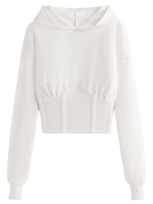 Autumn / Winter Waist-Controlled Closing Design Short Hoodie - Image 2