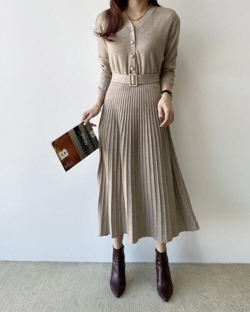 Autumn V-Neck Long Sleeves Single-Breasted