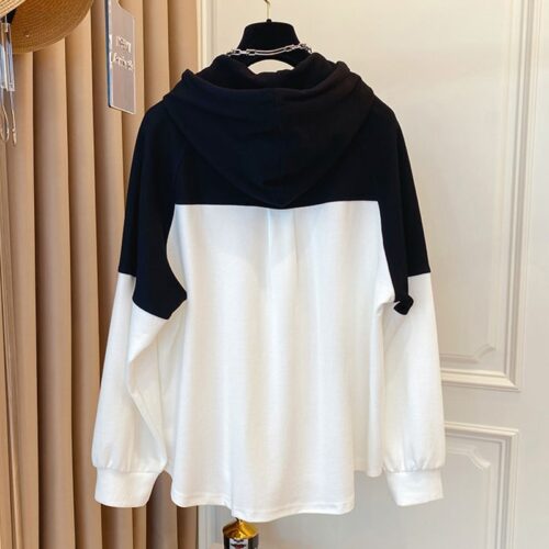 Autumn / Winter Drawstrings Contrast Buttons Hoodie - Image 3