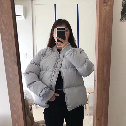 Winter Korean Long Sleeves Cotton Padded Quilted Jacket - Image 4