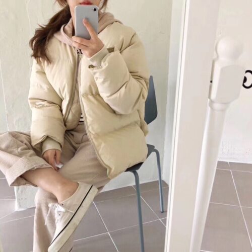 Winter Korean Long Sleeves Cotton Padded Quilted Jacket - Image 5