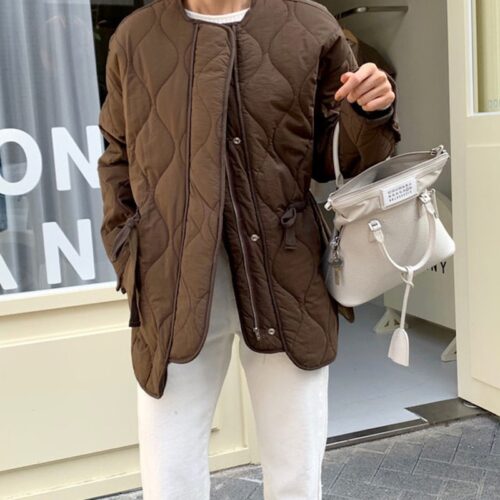 Winter Long Sleeves Solid Thick Warm Loose Pockets Quilted Jacket - Image 3