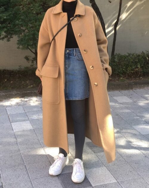 Winter Turn-Down Collar Single-Breasted Woolen Overcoat