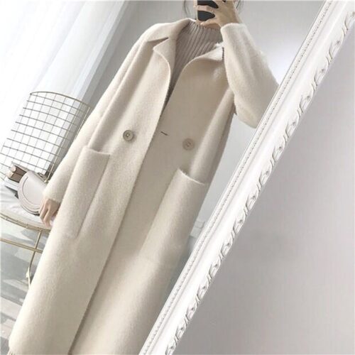 Winter Korean Turn-Down Collar Wool Blends Overcoat - Image 2