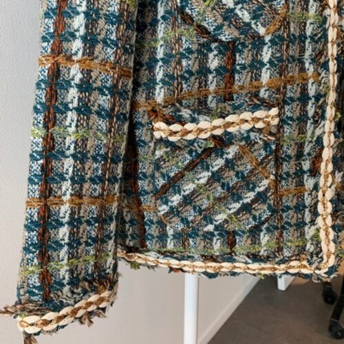 Spring / Autumn Korean Single-Breasted Chain-Trimmed Tweed Jacket - Image 6
