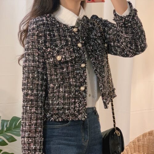 Spring / Autumn Single-Breasted Tweed Jacket - Image 4