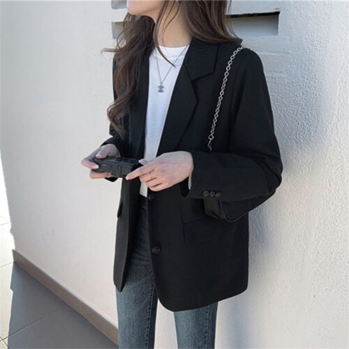 Spring / Autumn Notched Collar Single-Breasted Solid Blazer - Image 4
