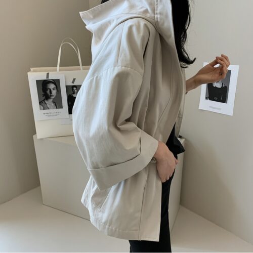 Spring / Autumn Hooded Pockets Zipper Jacket - Image 2