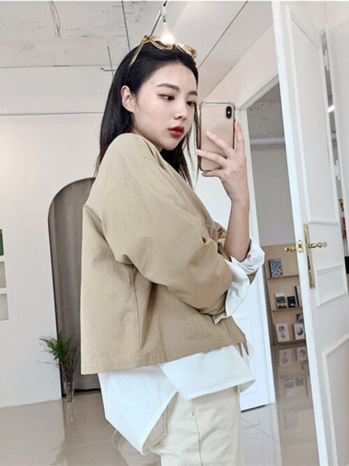 Spring / Autumn Korean Turn-Down Collar Cotton Jacket - Image 6