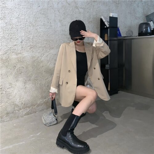 Spring / Autumn Korean Peaked Collar Double-Breasted Blazer - Image 2