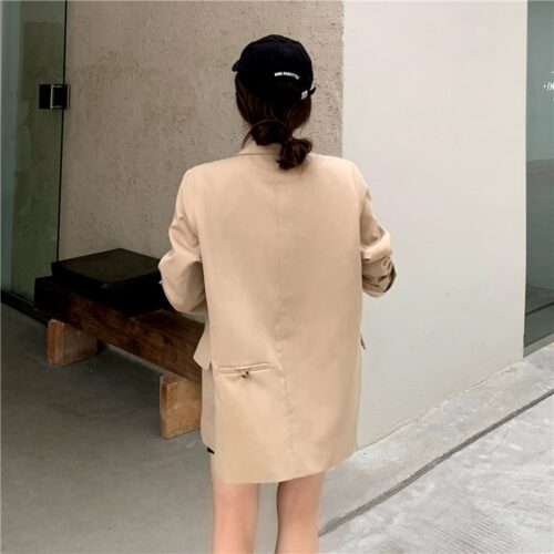 Spring / Autumn Korean Peaked Collar Double-Breasted Blazer - Image 4
