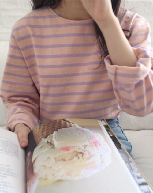 O-Neck Long Sleeves Striped T-Shirt