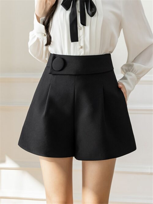 Summer Korean Single Button Solid Shorts - Image 5