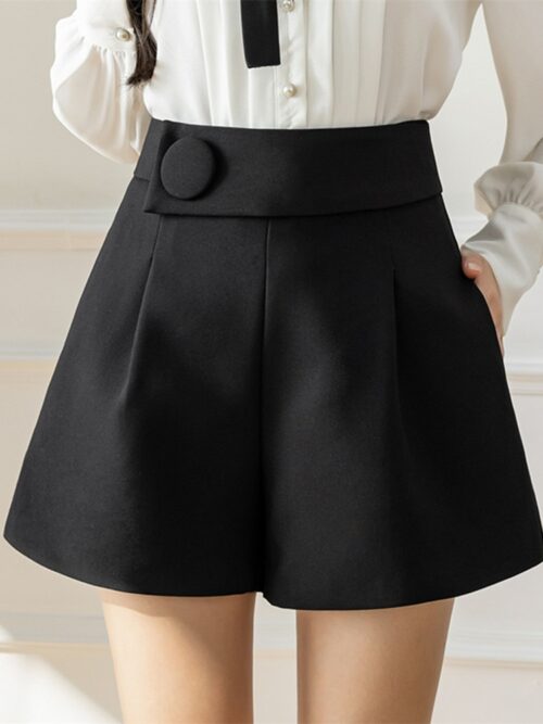 Summer Korean Single Button Solid Shorts - Image 4