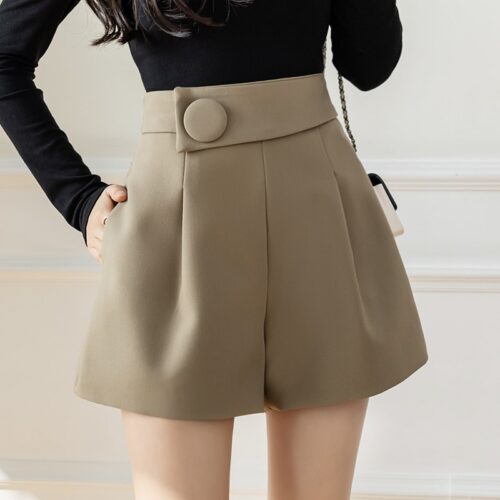 Summer Korean Single Button Solid Shorts - Image 3