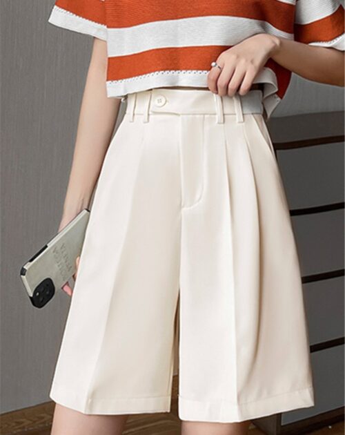 Pockets Wide Leg Suit shorts