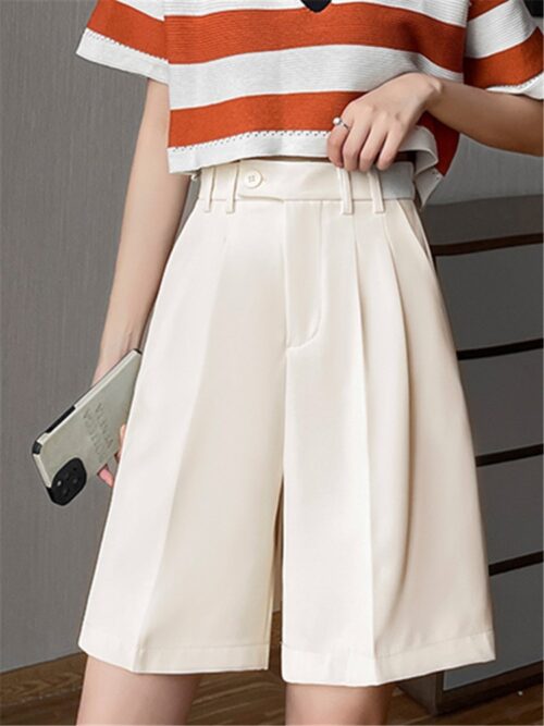 Pockets Wide Leg Suit shorts