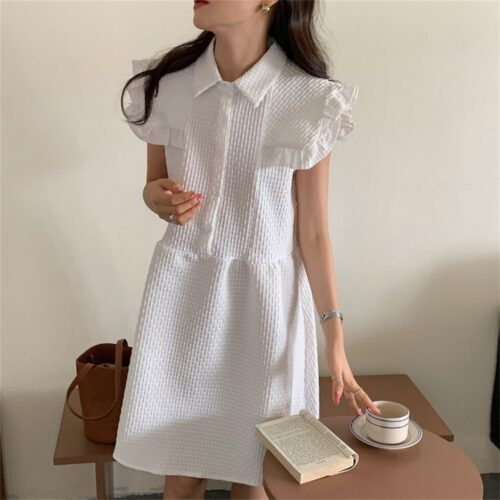 Sleeveless Ruffles Solid Mini Dress