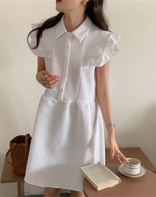 Sleeveless Ruffles Solid Mini Dress