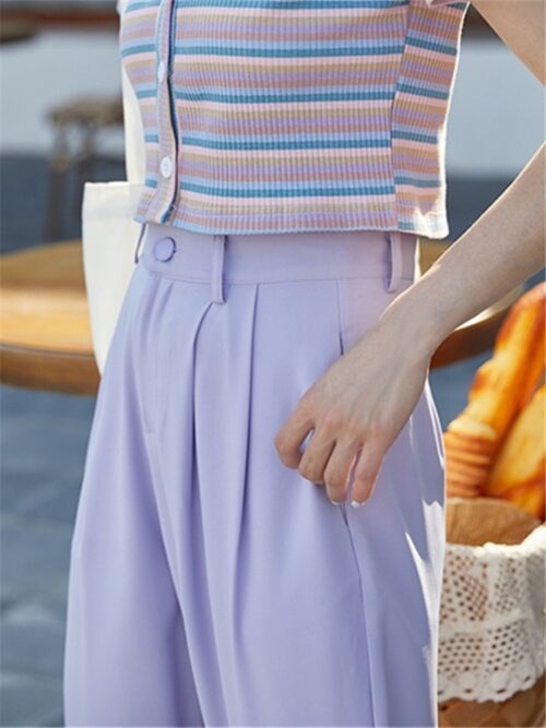 Summer Korean High Waist Straight Solid Suit Pants - Image 4