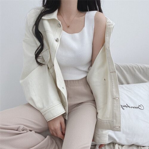 Spring / Autumn Turn-Down Collar Oversized Cargo Jacket - Image 4