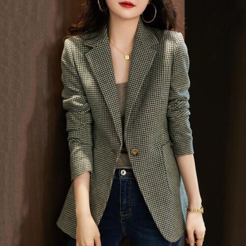 Autumn Notched Collar Pockets Single Button