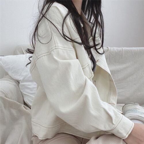 Spring / Autumn Turn-Down Collar Oversized Cargo Jacket - Image 3