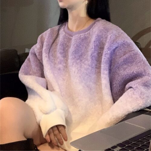 Winter O-Neck Long Sleeves Tie-Dye Loose Sweatshirt - Image 5