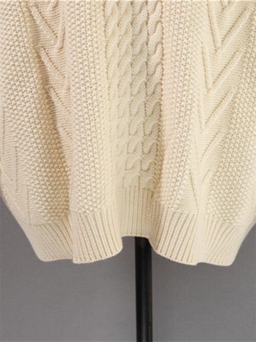 Winter O-Neck Long Sleeves Twist Oversized Solid Sweater - Image 5