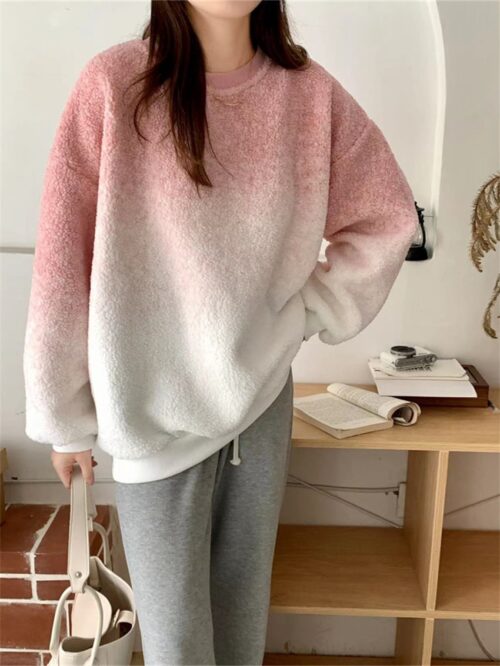Winter O-Neck Long Sleeves Tie-Dye Loose Sweatshirt - Image 3