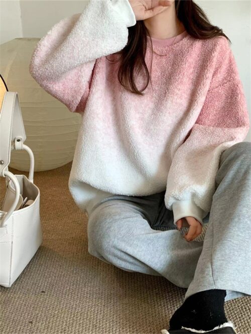 Winter O-Neck Long Sleeves Tie-Dye Loose Sweatshirt - Image 4