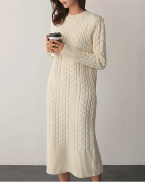 Twist Split Straight Knitted Midi Dress