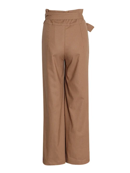 Spring / Summer High Waist Asymmetrical Ruched Bowknot Wide Leg Pants - Image 6
