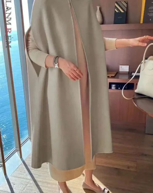 Autumn / Winter Korean O-Neck Sleeveless Solid Cloak Coat