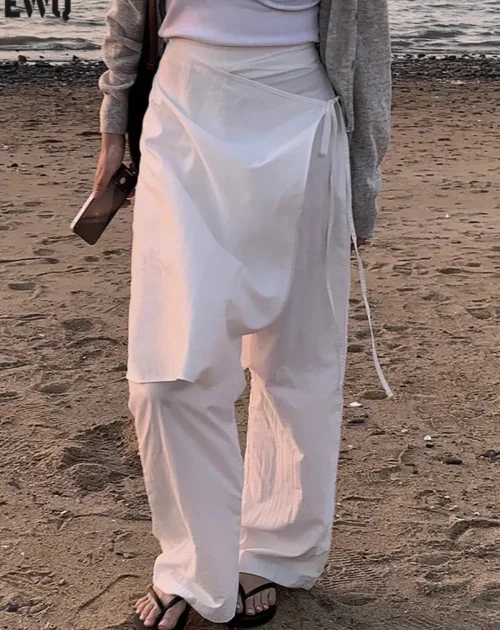 Spring / Summer Korean Fake Two-piece Wrap Pants